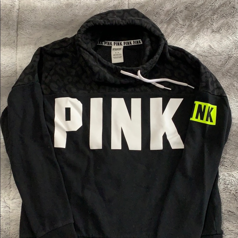 PINK funnel neck sweatshirt with leopard